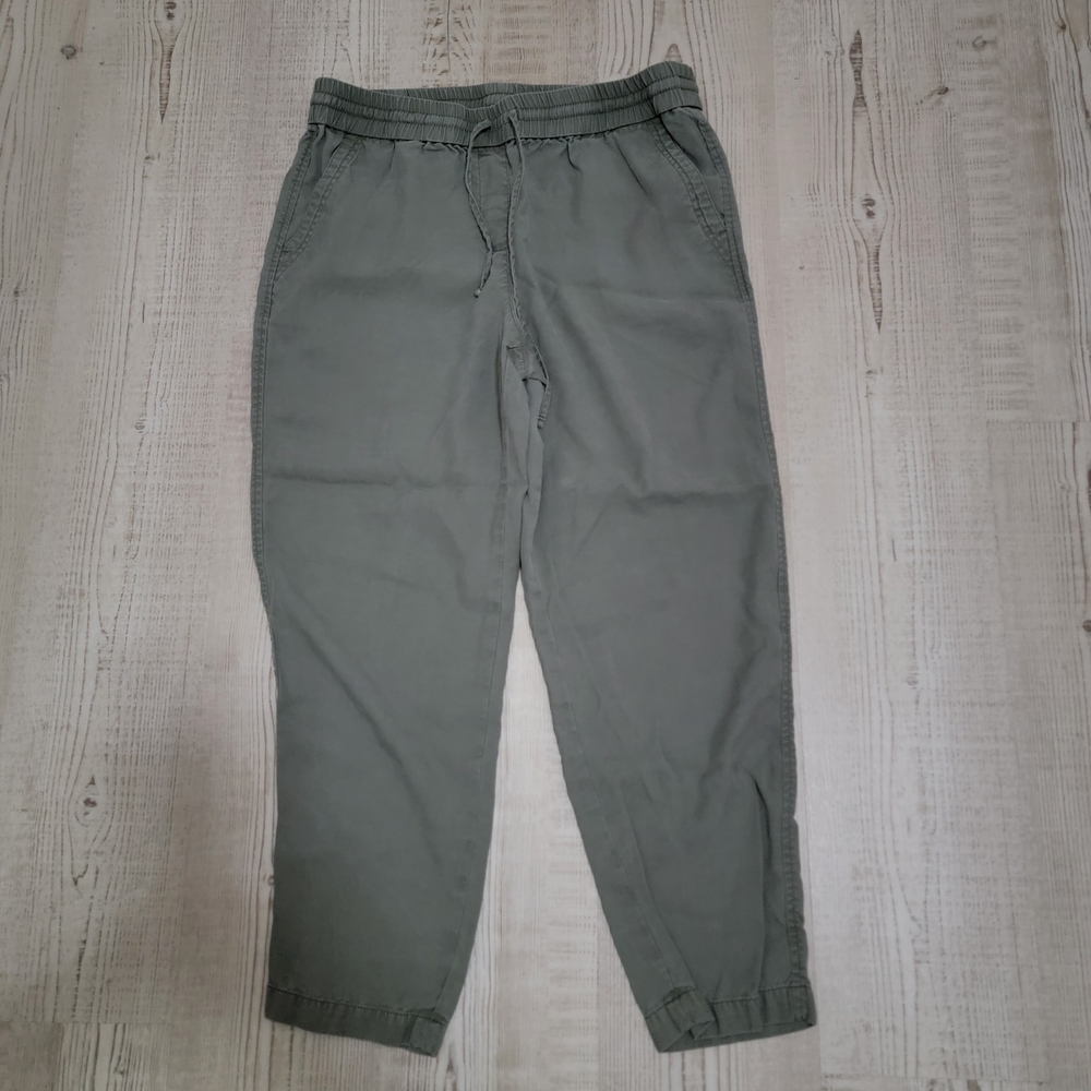 Talbots Olive Green Drawstring Pants Size 8 Lightweight Coastal Resortwear Beach